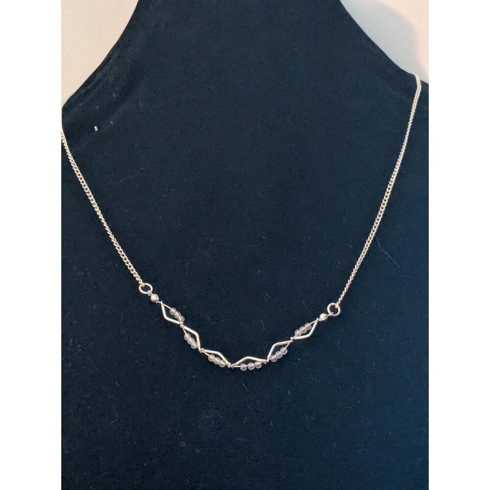 Powder Blue Beaded Vintage Woven Cobra Chain Necklace